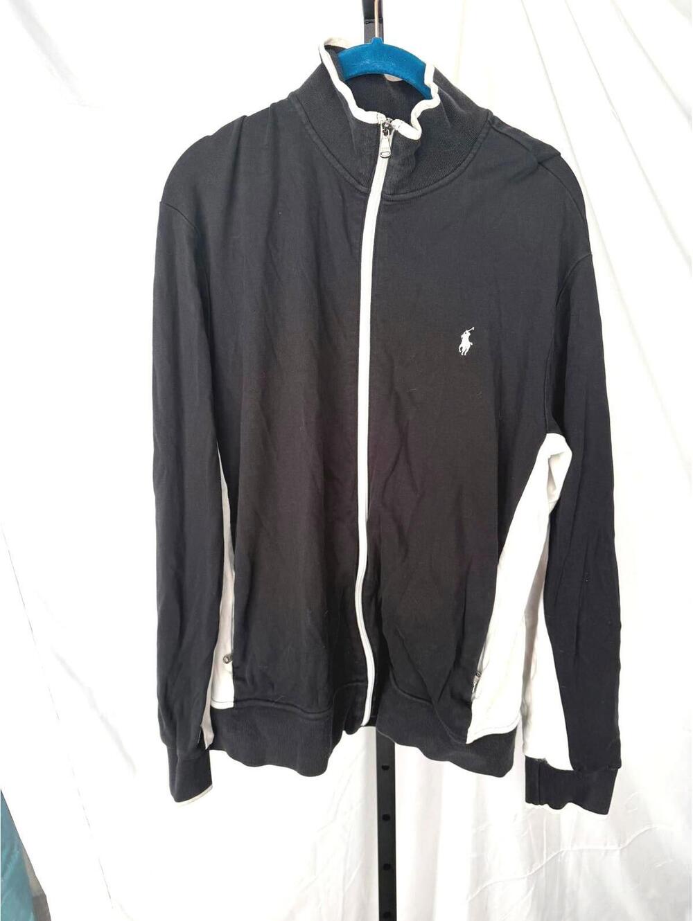 Polo Ralph Lauren Men's Full Zip Sweater Jacket Black and White Large